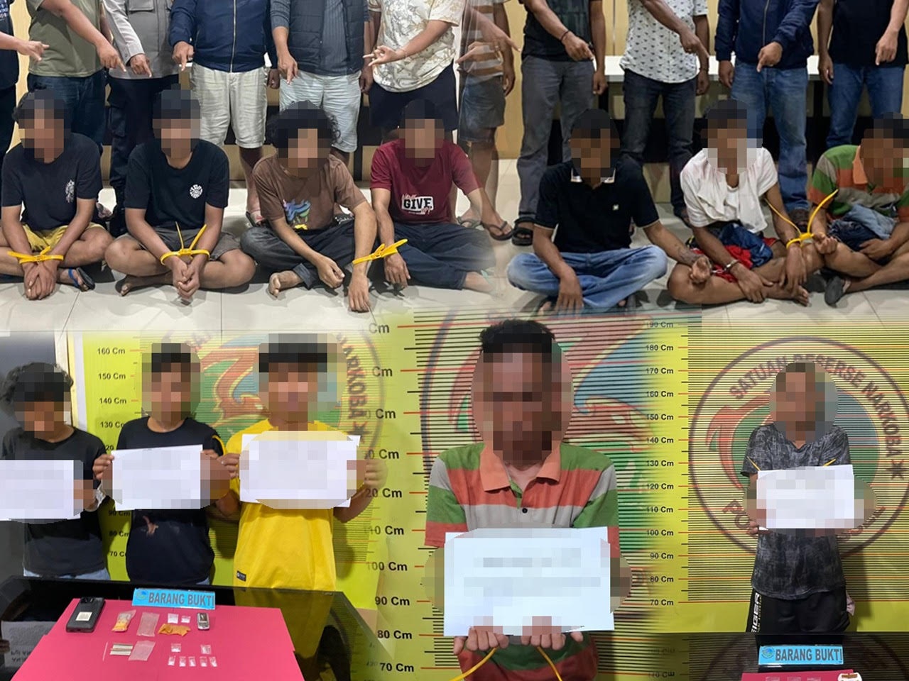 Para tersangka kasus narkotika saat diamankan di Mapolres Pesisir Selatan, beberapa waktu lalu.