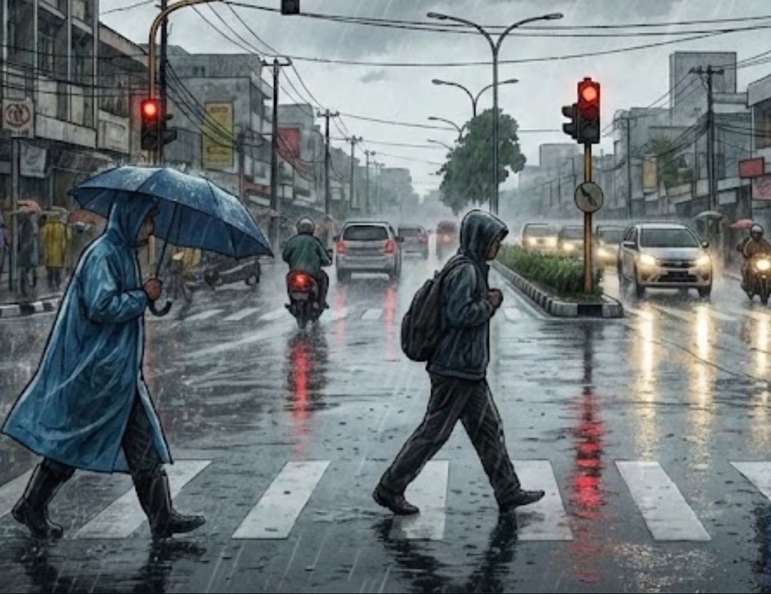 Ilustrasi hujan. (Foto ilustrasi: AI)