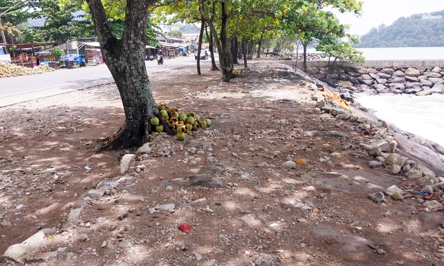 Trotoar Jalan Samudera Taplau Padang terputus hingga Olo Ladang. Pengunjung keluhkan akses pejalan kaki yang dinilai belum tuntas. (Mengki Kurniawan/Padeks)