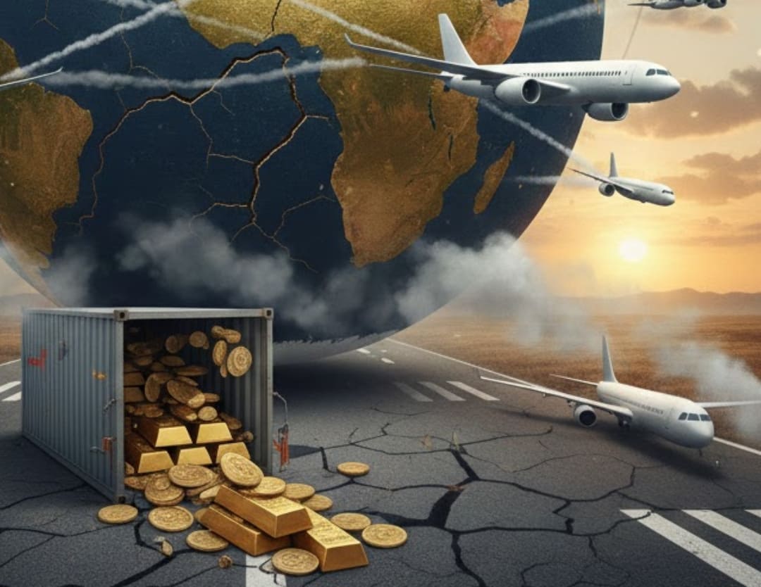 Pembatalan penerbangan di Dubai menghambat pengiriman emas fisik ke pasar global setelah ketegangan militer AS&ndash;Israel dan Iran meningkat.(Foto ilustrasi AI)