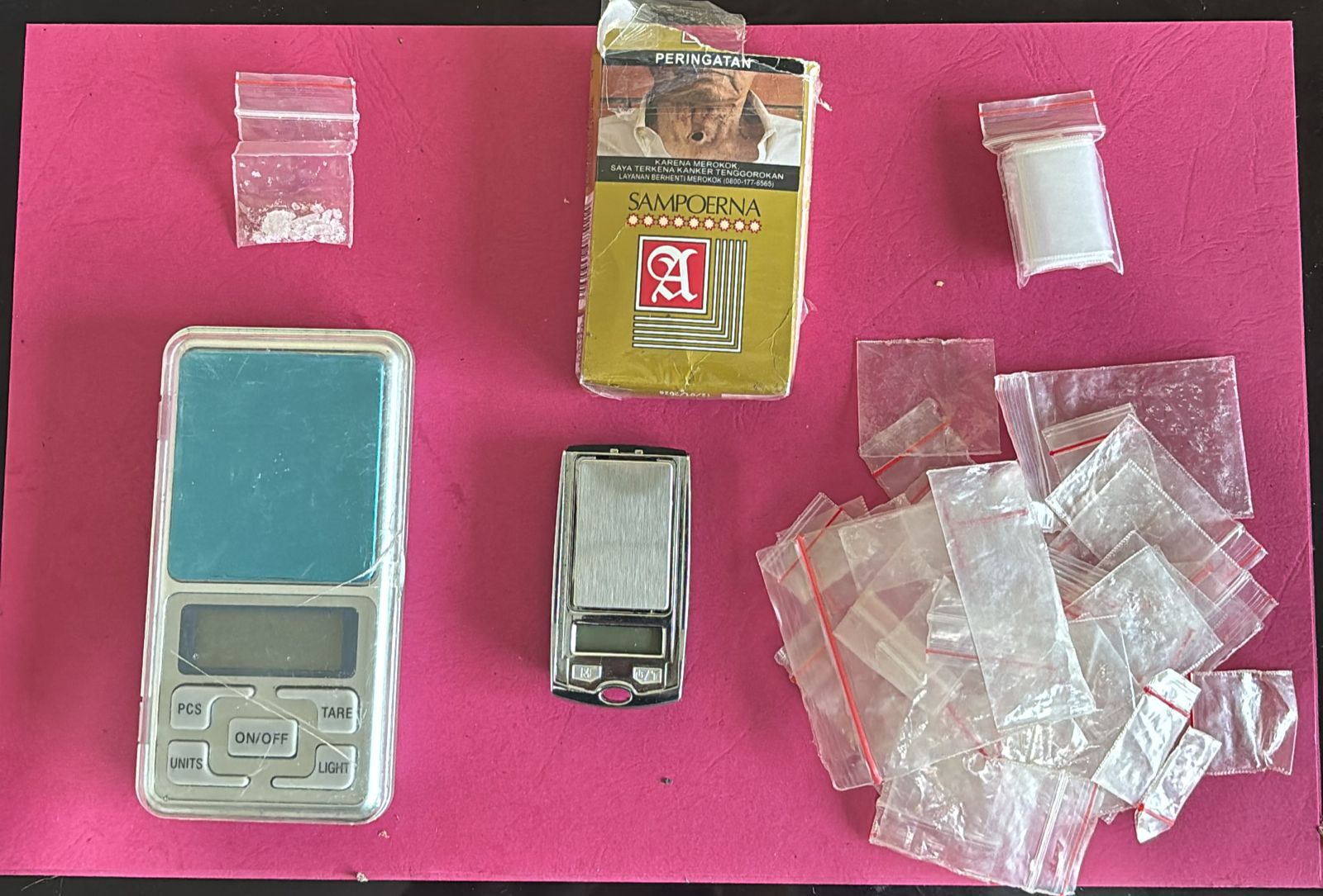 Barang bukti hasil penangkapan pengedar sabu oleh Polres Limapuluh Kota.