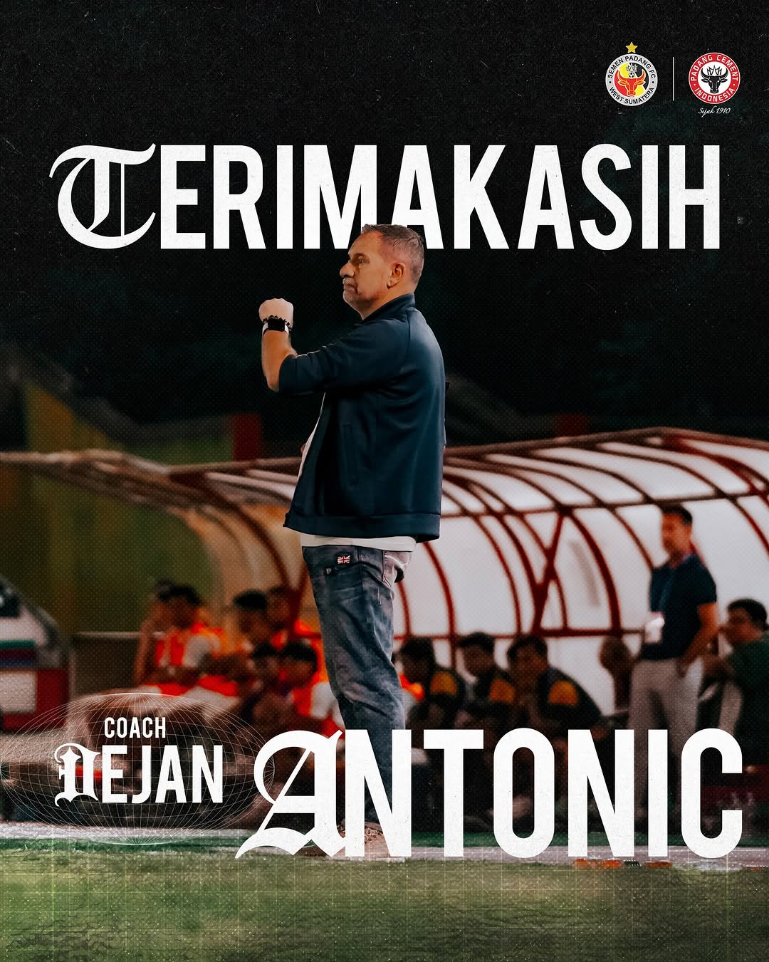 Ungguhan akun Instagram Semen Padang FC yang mengumumkan perpisahan dengan sang pelatih, Dejan Antonic.