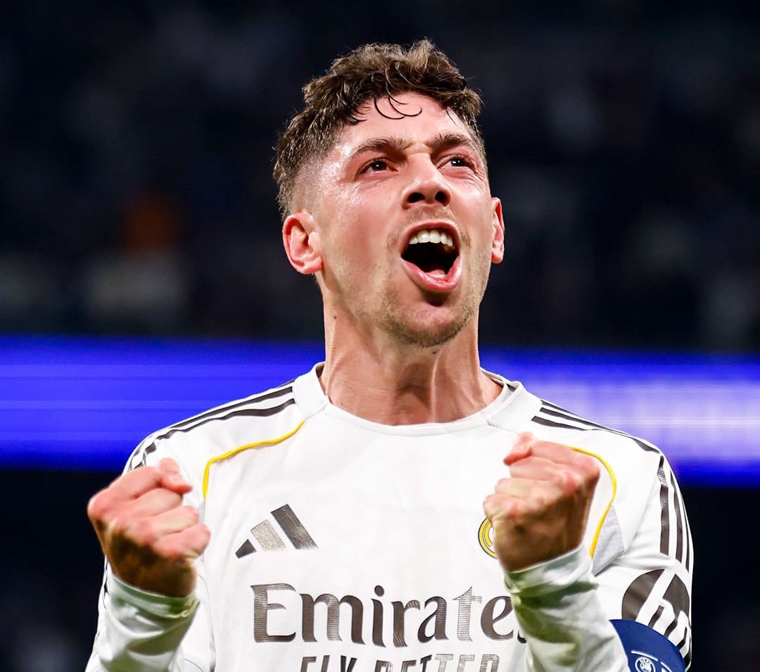 Fede Valverde hattrick saat Real Madrid menundukkan Manchester City 3-0 di babak pertama Liga Champions 2026.(Foto: X @realmadriden)