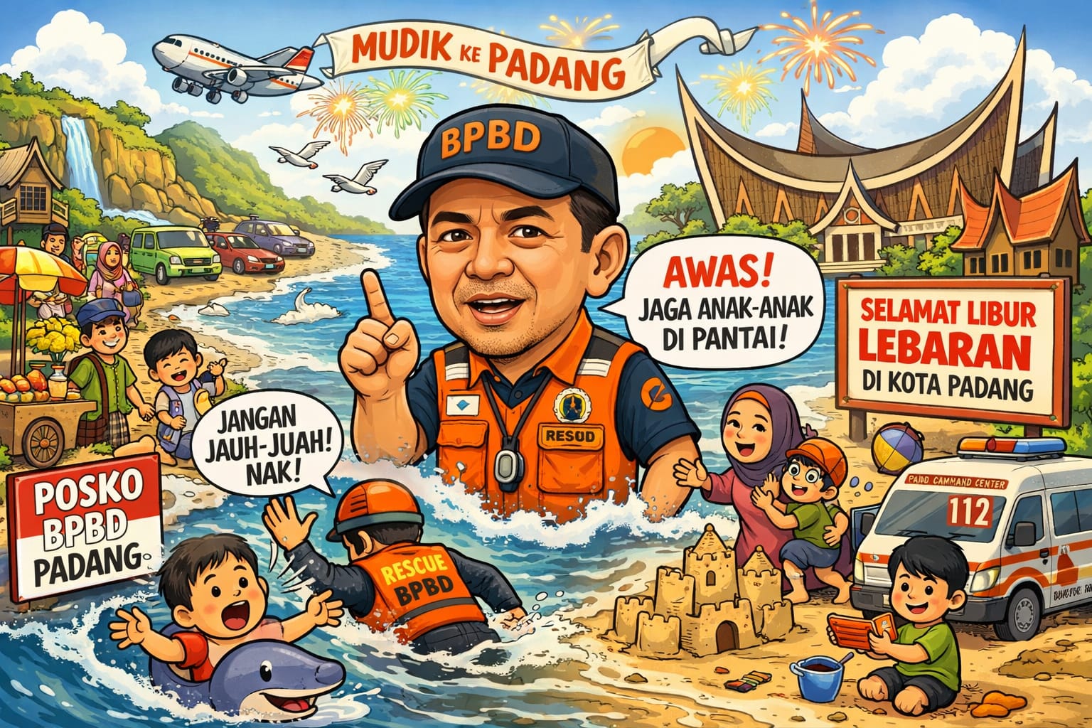 BPBD mengimbau wisatawan meningkatkan kewaspadaan di kawasan pantai saat libur Lebaran 2026, terutama dalam mengawasi anak-anak.