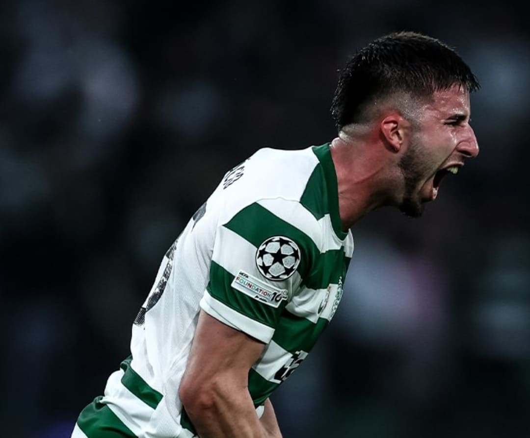 Goncalo Inacio merayakan golnya ke gawang Bodo/Glimt dalam laga leg kedua Babak 16 Besar Liga Champions.(Foto: X/ @SportingCP)