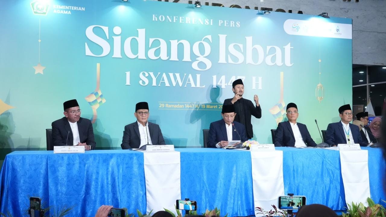 Pemerintah melalui Kemenag menetapkan Idul Fitri 1447 H jatuh pada 21 Maret 2026 setelah Sidang Isbat menyatakan hilal belum memenuhi kriteria MABIMS.