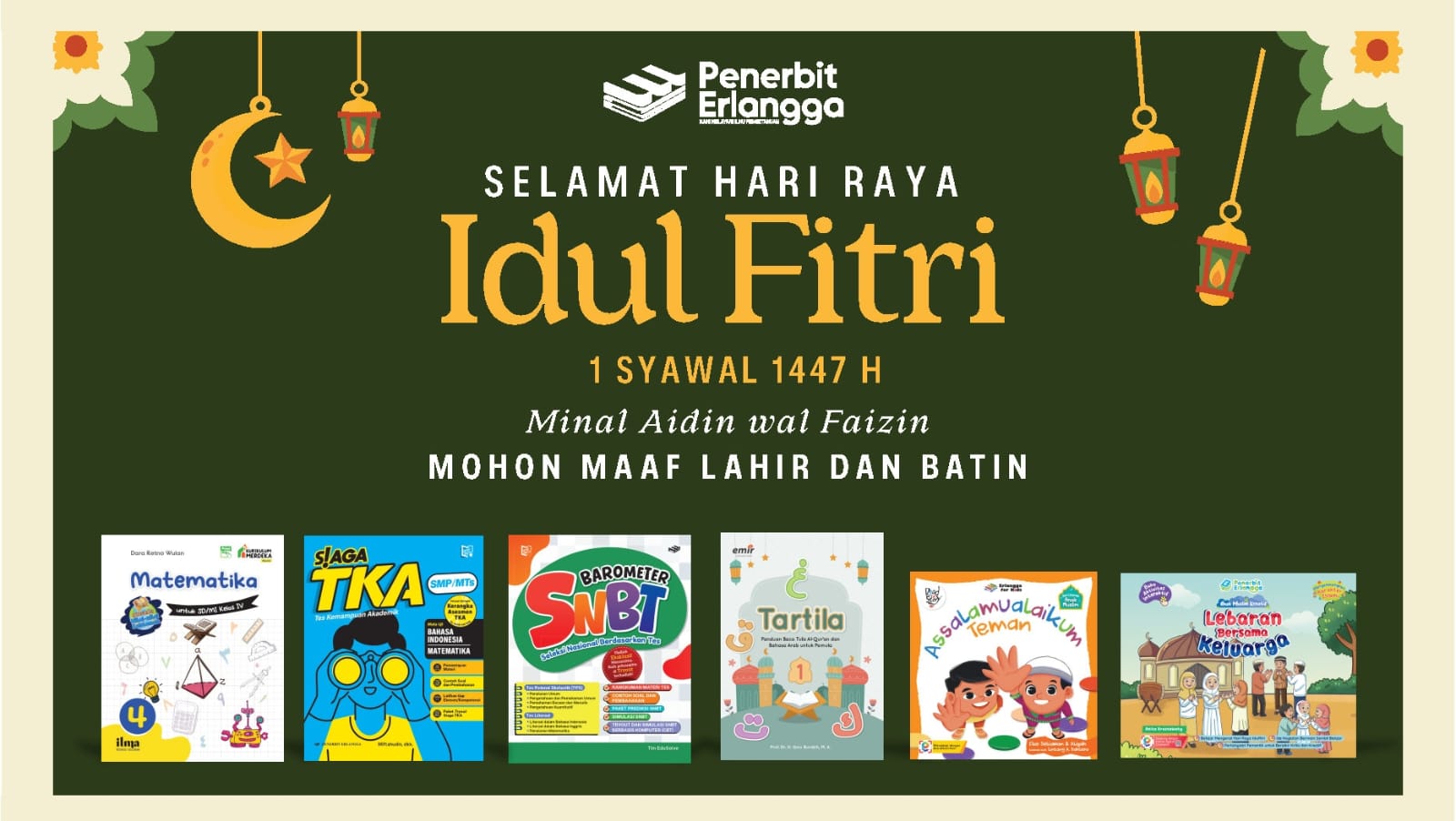 Penerbit Erlangga merayakan Idul Fitri 1447 H dengan mengajak masyarakat memperkuat semangat literasi serta menyediakan beragam buku pendidikan dan referensi.