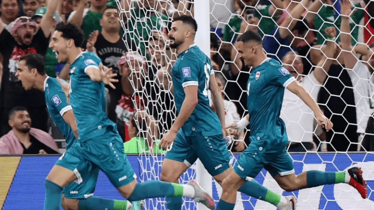 Aymen Hussein merayakan gol penentu kemenangan Irak atas Bolivia dengan skor 2-1 dalam playoff Piala Dunia 2026 di Stadion Monterrey. (Foto: AFC)