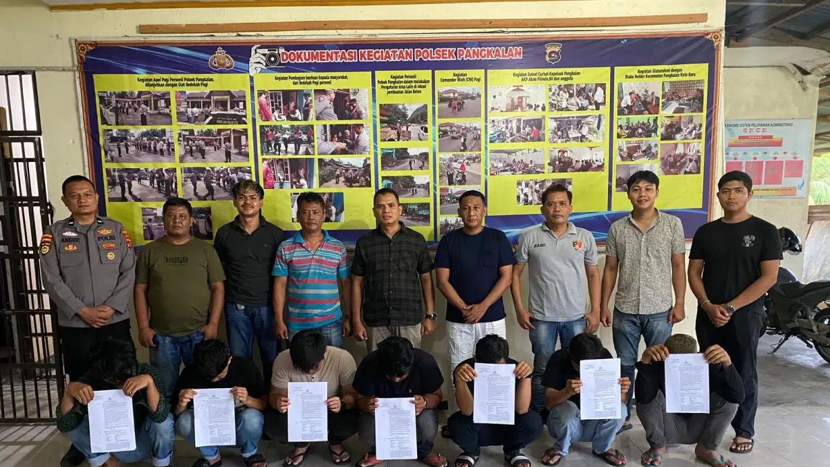 Polsek Pangkalan, jajaran Polres Limapuluh Kota, berhasil mengamankan tujuh orang yang diduga terlibat dalam kasus pengeroyokan terhadap seorang sopir travel. (DOKUMENTASI POLRES LIMAPULUH KOTA)