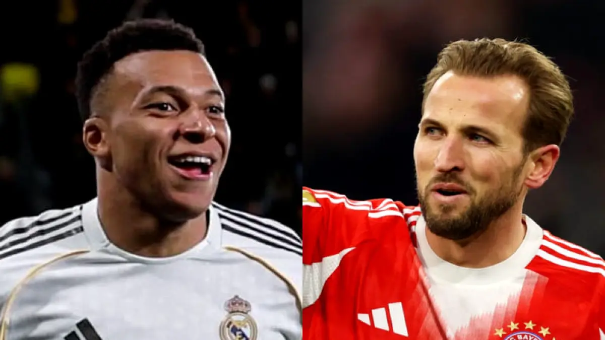 Kylian Mbappe siap berduel dengan Harry Kane pada laga big match Real Madrid vs Bayern Munich di perempat final Liga Champions, di Santiago Bernabeu.(Foto: IG @k.mbappe & X @HKane)