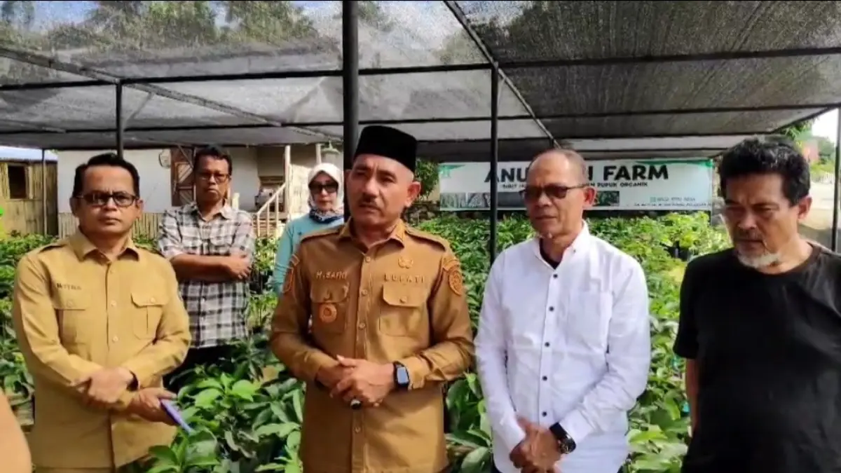 PEMBIBITAN TERPADU: Bupati Limapuluh Kota Safni
Sikumbang didampingi Kepala Dinas Pertanian Tanaman
Pangan Hortikultura dan Perkebunan Witra Porsepwandi
serta praktisi pertanian Sago Indra dan Budi
Febriandi saat berada di Anugerah Farm, Senin (6/4).(DOK DISKOMINFO PEMKAB LIMAPULUH KOTA)