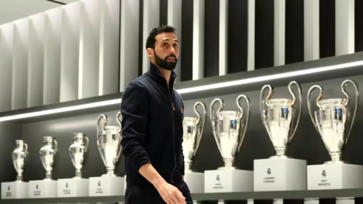 Alvaro Arbeloa menegaskan mentalitas Real Madrid untuk meraih kemenangan jelang menghadapi Bayern Munchen di perempat final Liga Champions, Stadion Santiago Bernabeu, Rabu (8/4/2026) dini hari WIB.(Foto: UEFA.com)