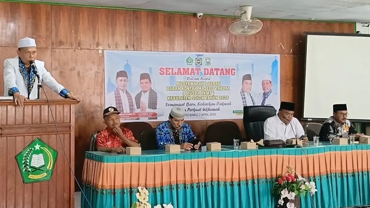 BKMT Kabupaten Solok menggelar Musyawarah Daerah (Musda) pada Selasa (07/4/2026) di Aula Hubbul Wathan, Kantor Kemenag Kabupaten Solok. (DOKUMENTASI BKMT SOLOK)