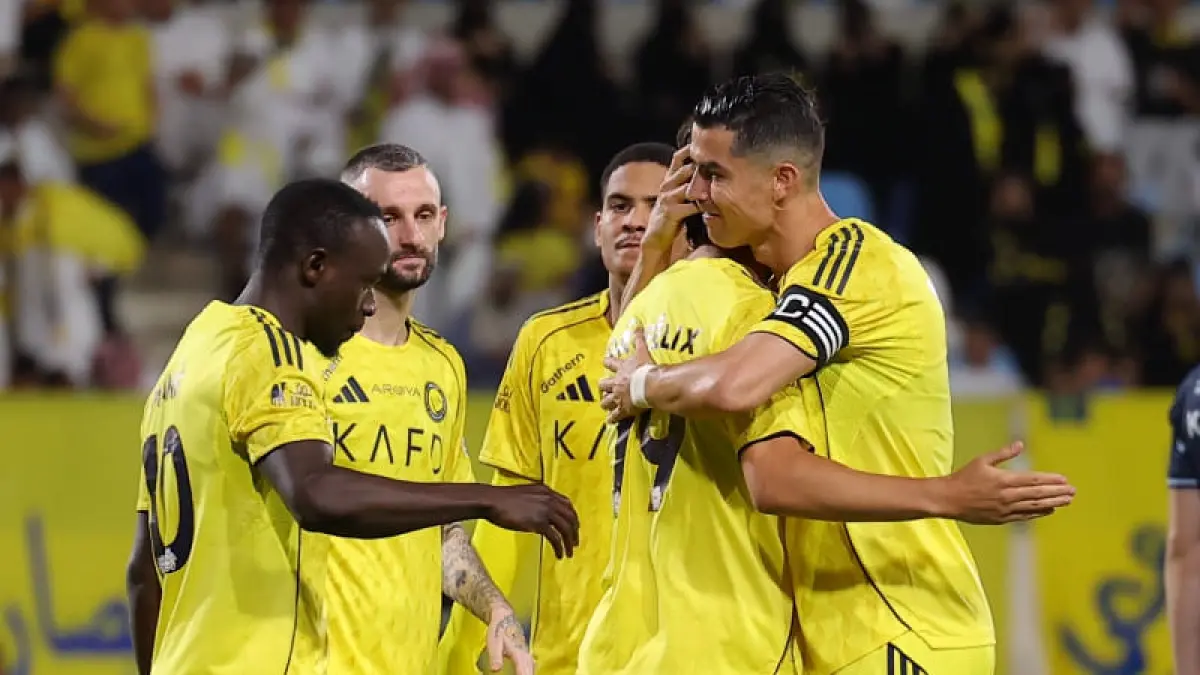 Cristiano Ronaldo dan Joao Felix mencetak gol dalam kemenangan Al Nassr 2-0 atas Al Akhdoud di Liga Saudi 2025-2026.(Foto: X @cristiano)