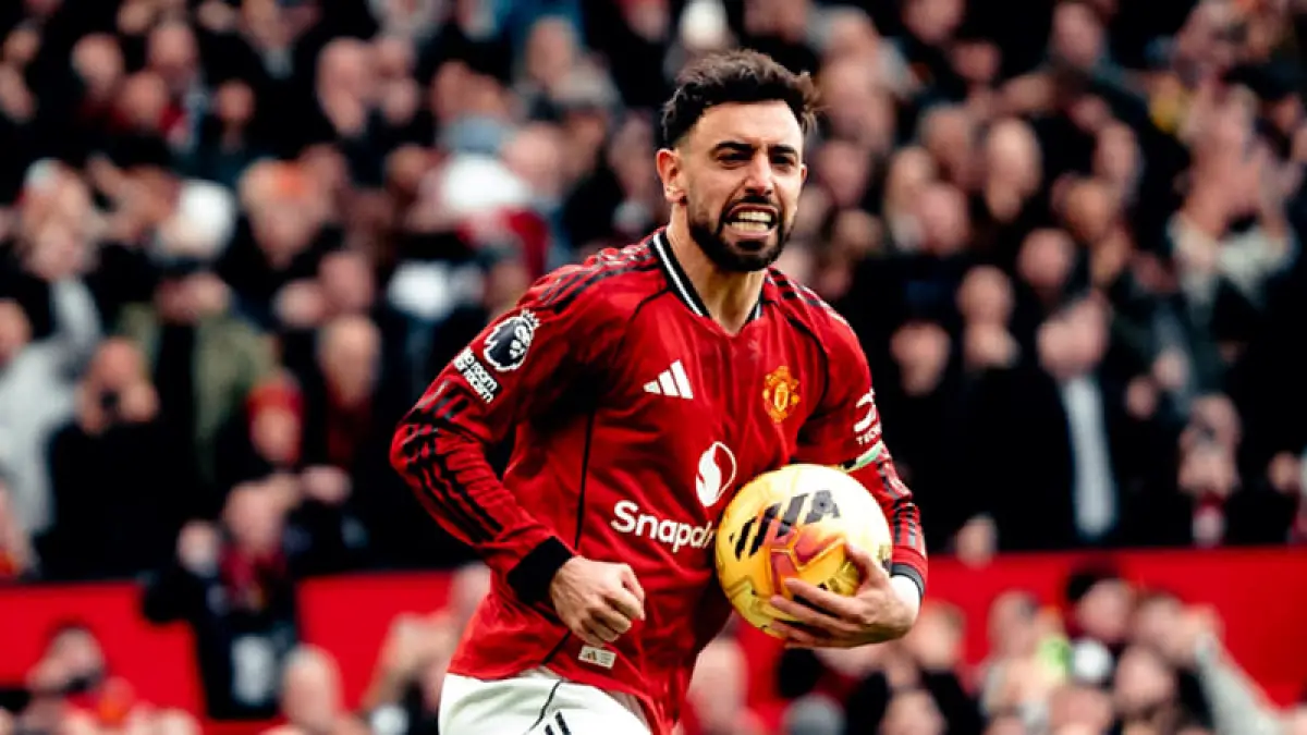 Kapten Manchester United Bruno Fernandes pecahkan rekor 16 assist di Premier League 2026.(Foto: X @B_Fernandes8) 