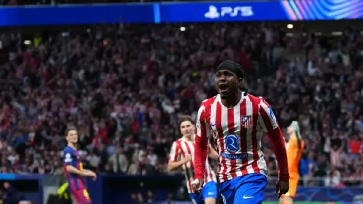 Ademola Lookman merayakan gol penentu Atletico Madrid ke semifinal Liga Champions 2026.(Foto: UEFA.com)