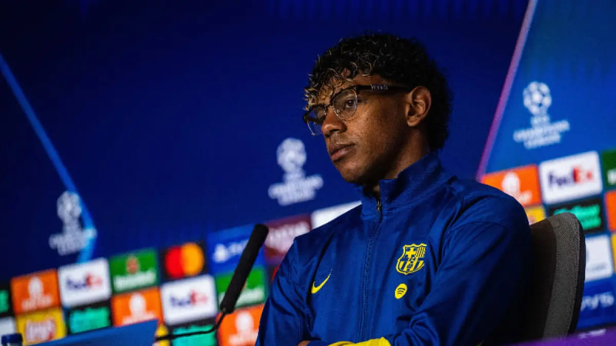 Bintang Barcelona, Lamine Yamal yakin bisa comeback di kandang Atletico Madrid pada laga perempat final leg kedua Liga Champions 2026 yang berlangsung di Stadion Metropolitano, malam ini.(Foto: X @FCBarcelona)
