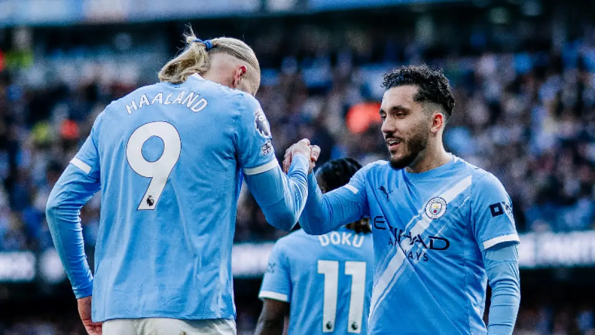 Erling Haaland dan Rayan Cherki mencetak gol kemenangan Manchester City ke gawang Arsenal dalam laga Premier League 2026 di Etihad Stadium.(Foto: X @mancity)