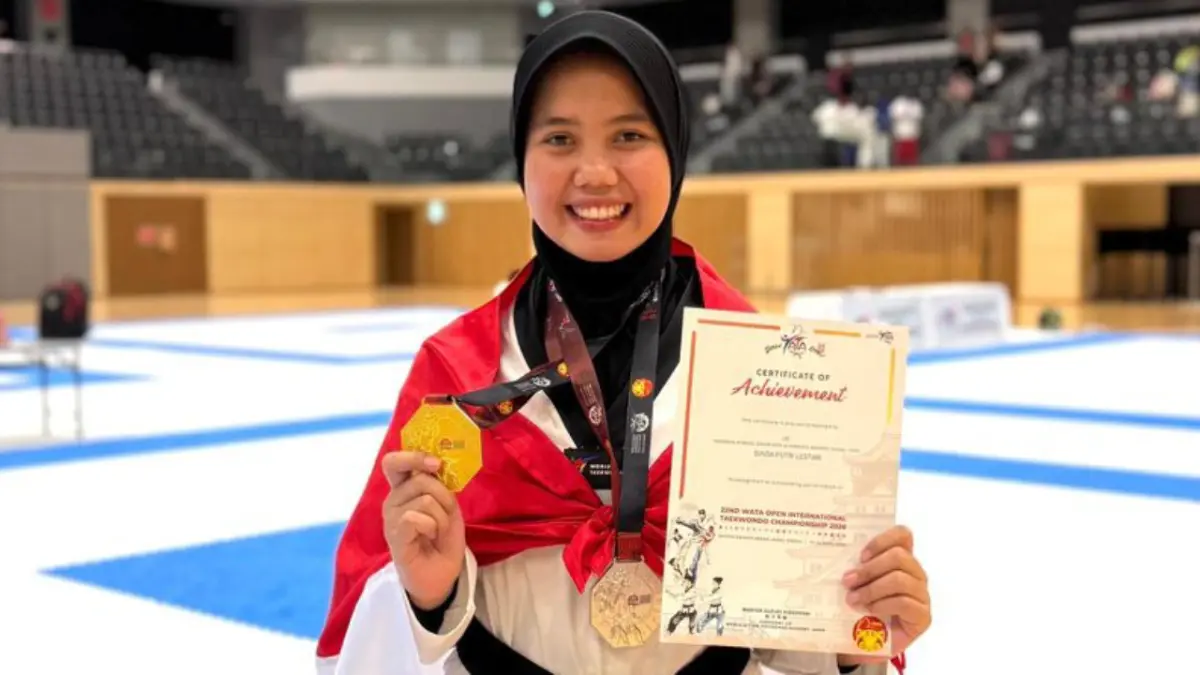 Ressya Faolingga meraih medali emas taekwondo pada WATA Open 2026 di Osaka Jepang di kelas -68 kg putri.