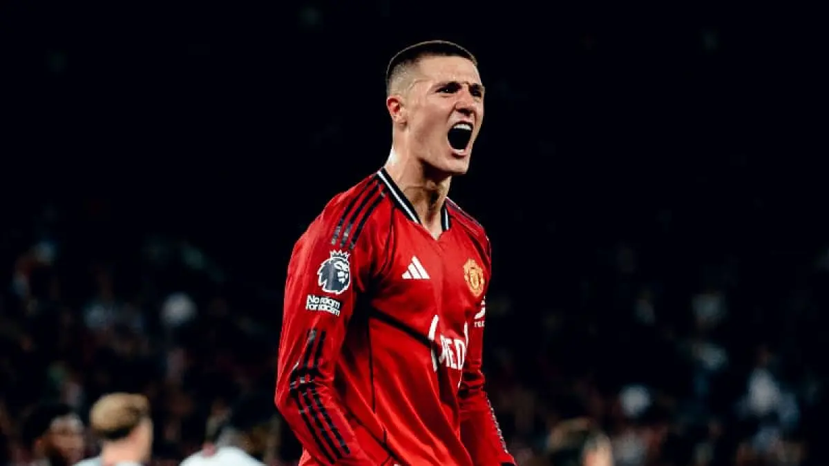 Benjamin Sesko merayakan golnya untuk Manchester United dalam laga kontra Brentford di Liga Inggris.(Foto: x.com/ManUtd)