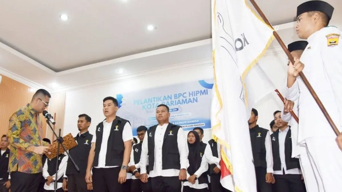 Pelantikan HIPMI Pariaman 2026-2029, Pemko dorong kolaborasi pengusaha muda untuk tingkatkan UMKM, investasi, dan ekonomi daerah.
