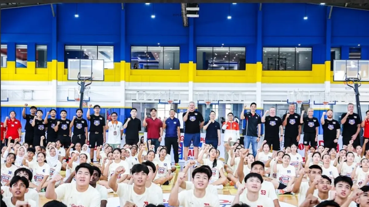 Para student-athlete dari berbagai daerah mengikuti sesi pembukaan Kopi Good Day DBL Camp 2026 di DBL Academy East Jakarta, Selasa (28/4/2026).(Foto: DBL Indonesia)