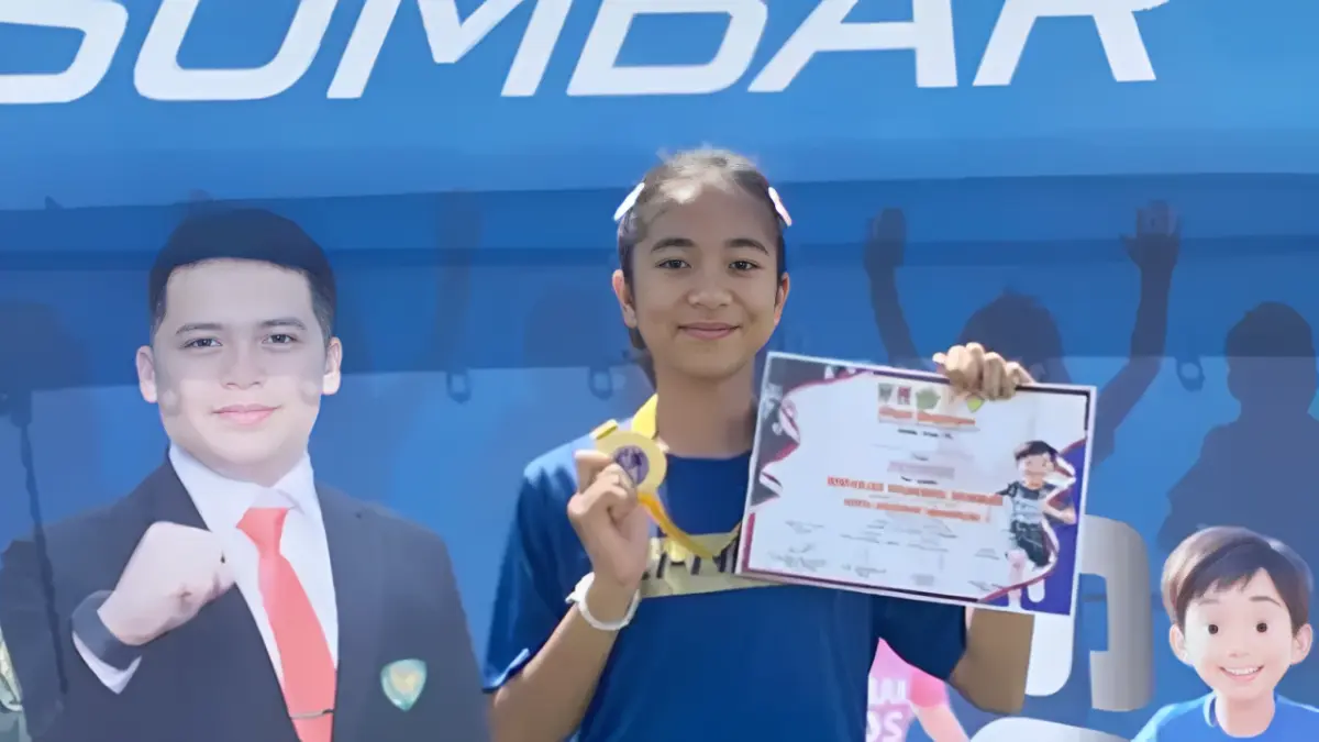 Ghania Syakirah, sang juara atletik dari SDN 21 Payakumbuh pada Kejurda Provinsi di Kota Bukittinggi, beberapa waktu lalu. (dok)