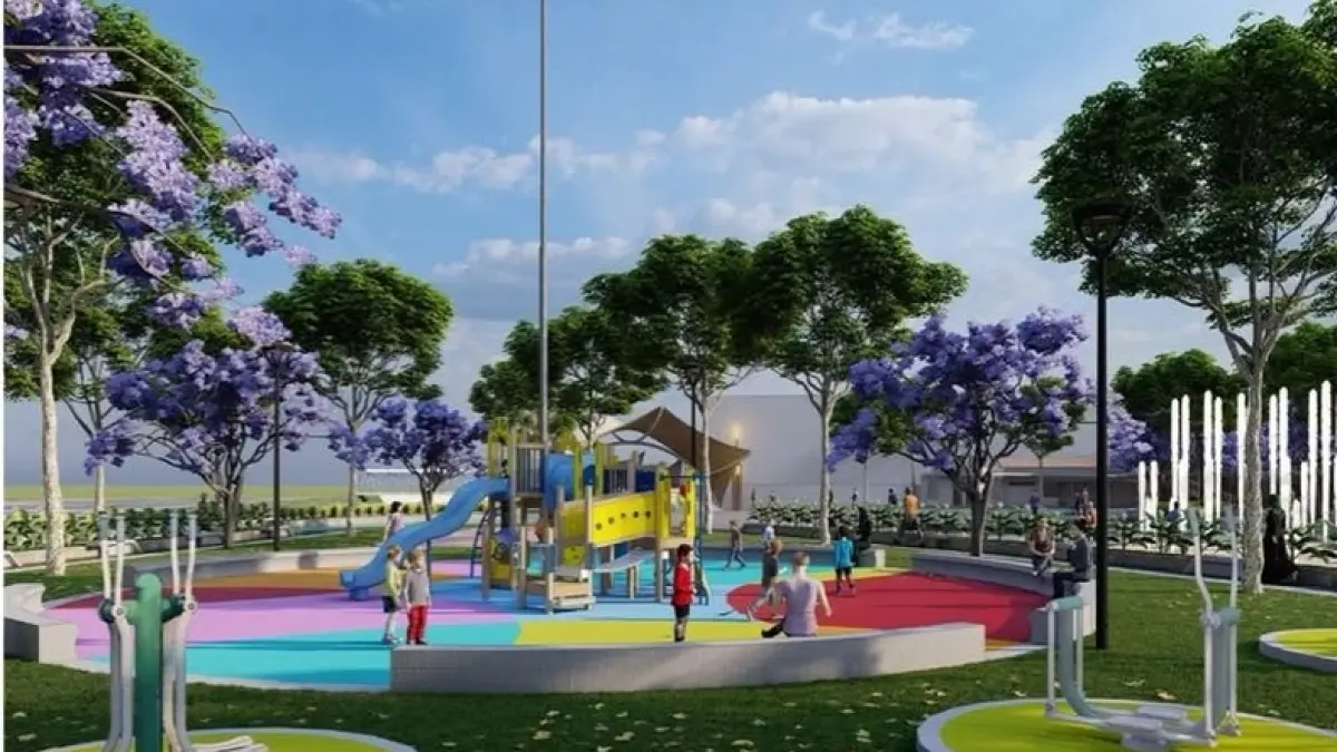 Maket Taman Literasi Digital Syech Kukut, Kota Solok, dirancang berkonsep modern, lengkap dengan bioskop, panggung seni, dan ruang publik multifungsi. (dok humas)