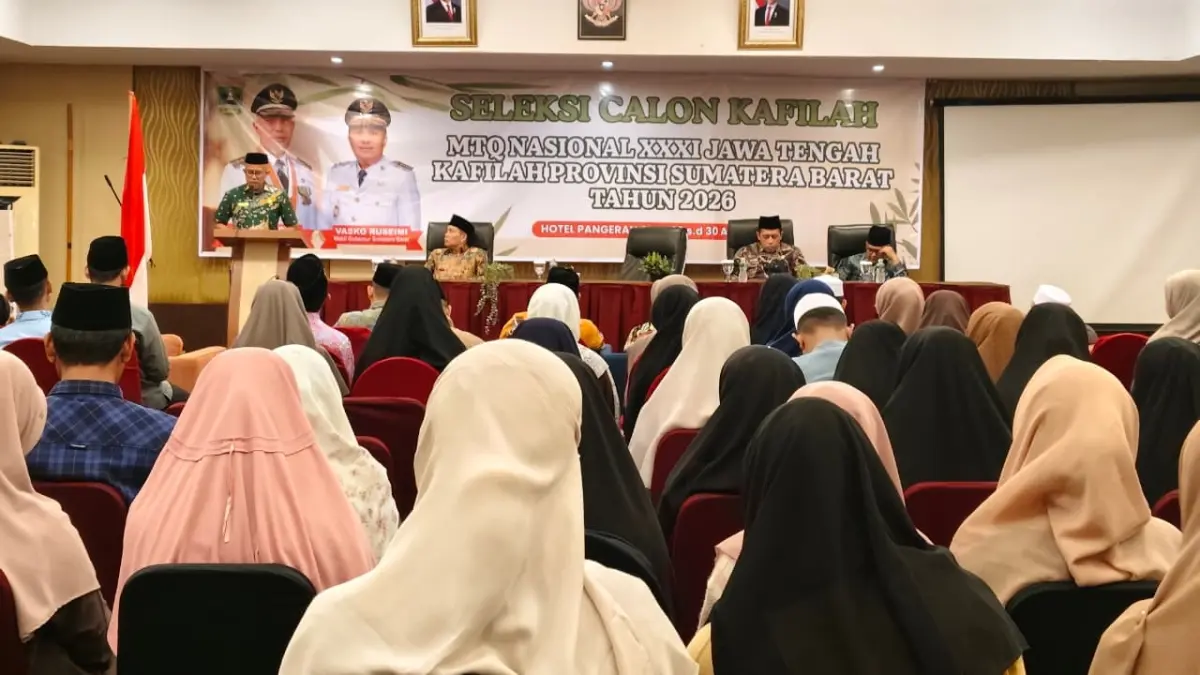 Pemerintah Provinsi Sumatera Barat menetapkan 57 kafilah terbaik untuk Musabaqah Tilawatil Qur’an (MTQ) Nasional XXXI di Semarang, Kamis (30/4/2026). Penetapan ini menandai berakhirnya seleksi sekaligus awal pembinaan intensif menuju ajang nasional.