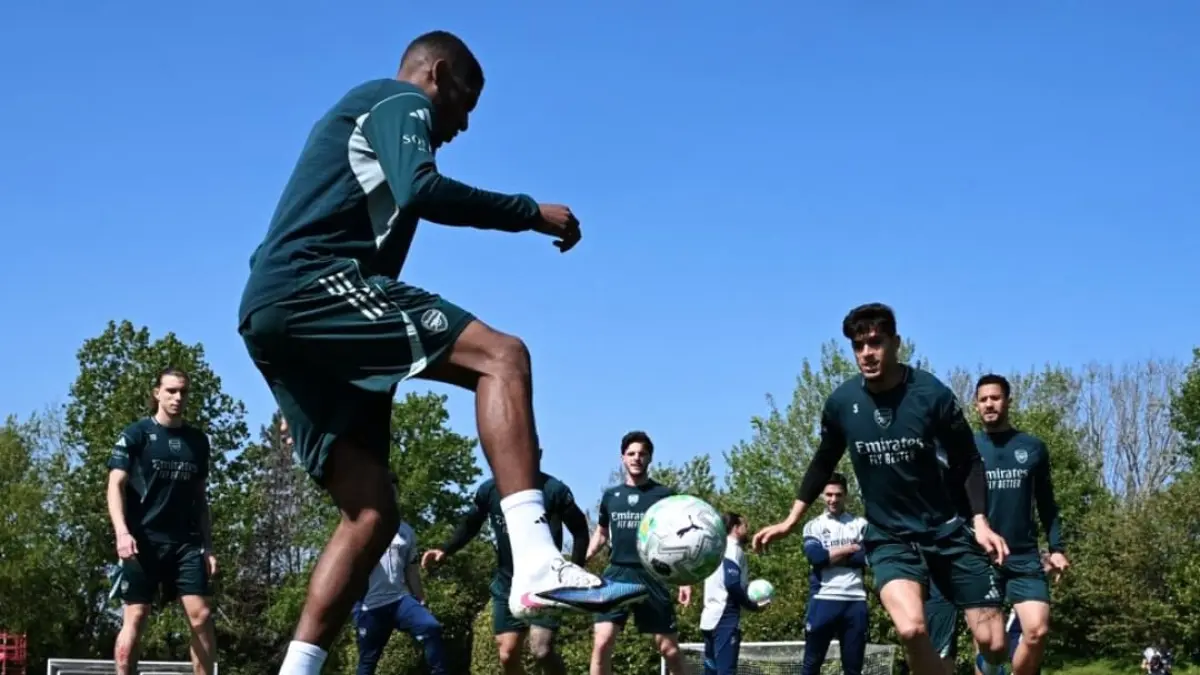 Pemain Arsenal menjalani sesi latihan intens di Emirates Stadium jelang laga penting Premier League 2026 melawan Fulham.(Foto: Arsenal)