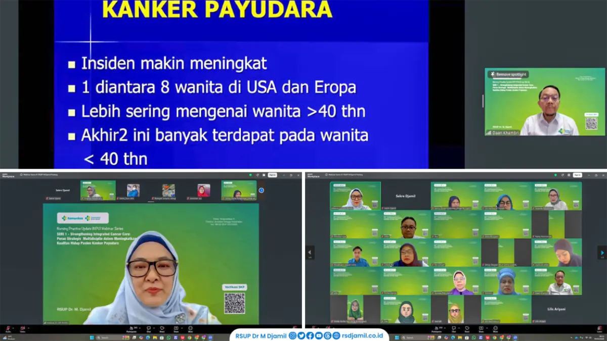RSUP Dr M Djamil Padang menggelar kegiatan ilmiah Nursing Practice Update Webinar Series yang digelar Kamis (30/4). (DOK RSUP DR M DJAMIL)