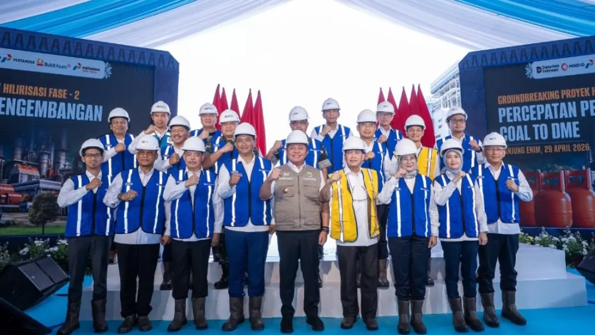 Groundbreaking proyek hilirisasi batu bara menjadi DME di Tanjung Enim, Sumatra Selatan, yang digagas PTBA dan MIND ID untuk memperkuat ketahanan energi nasional.(Foto: Corcom)