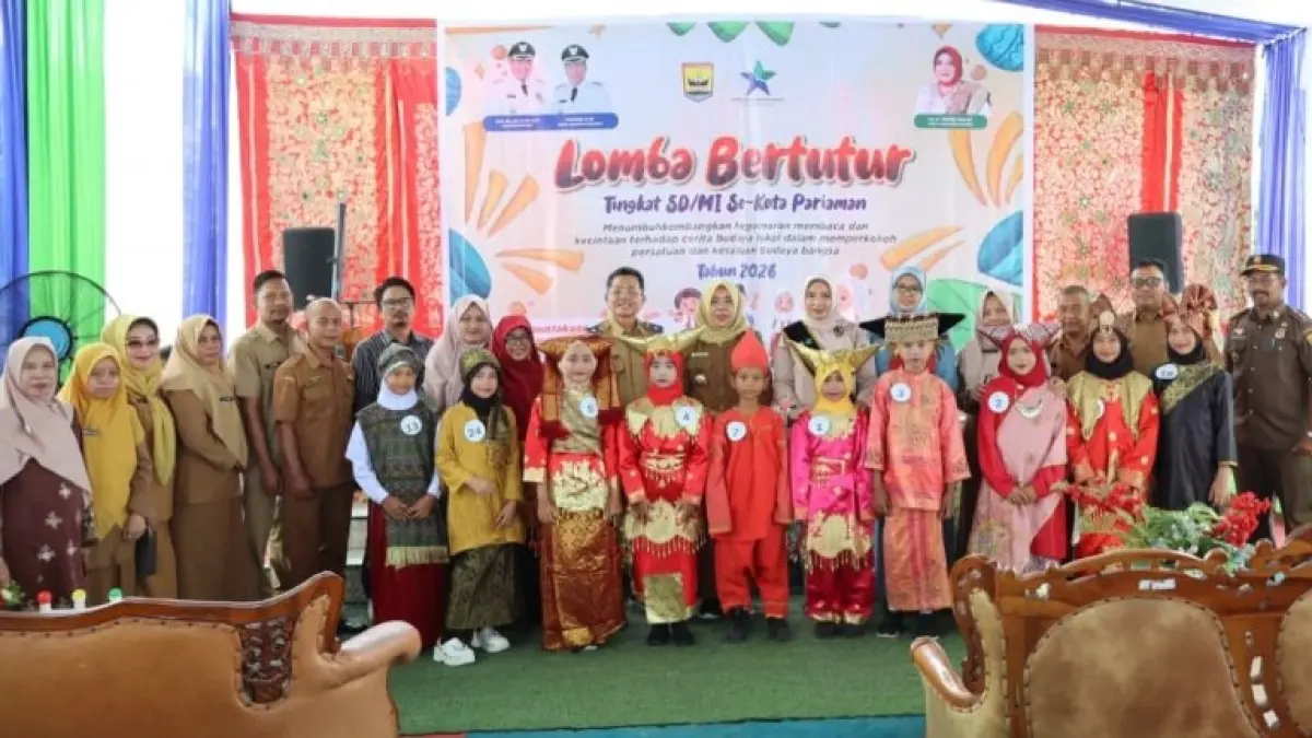 Sebanyak 71 siswa SD/MI mengikuti Lomba Bertutur Kota Pariaman 2026 di Gedung Perpustakaan dan Kearsipan, Selasa (5/5/2026), untuk mendorong literasi dan pembentukan karakter sejak dini.