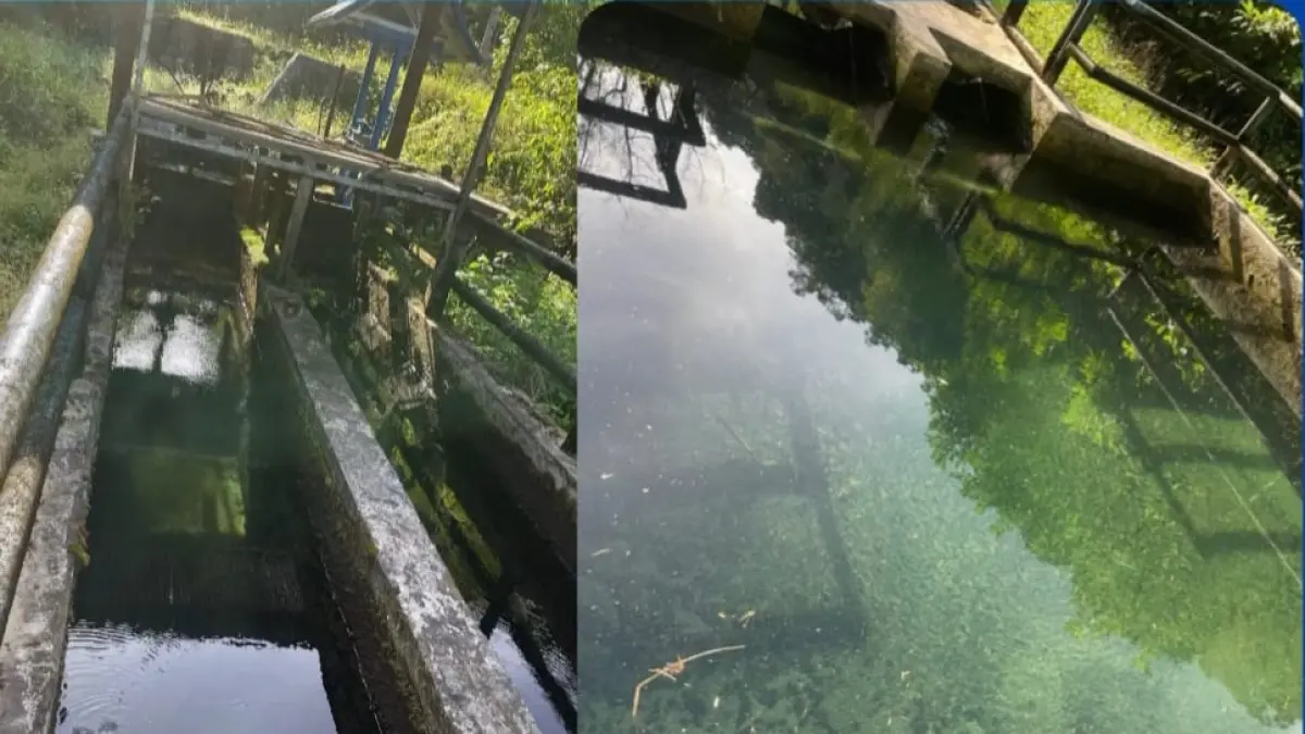 Kondisi terkini bak kanal intake Sikayan yang sudah tinggi sedimennya, akan dikuras Kamis (7/5). Selama pengurasan tekanan air akan berkurang sampai tidak mengalir kepada pelanggan. (Humas perumda AM Padang).
