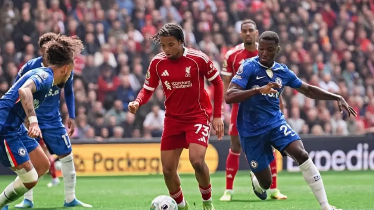 Liverpool ditahan imbang Chelsea 1-1 di Anfield, hasil yang membuat The Reds gagal mengunci tiket Liga Champions secara langsung pada laga ini.(Foto: X @LFC)