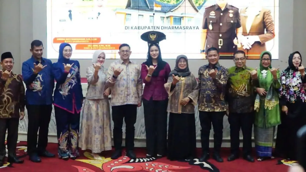 Pemkab Dharmasraya bersama Forkopimda Plus menggelar acara silaturahmi sekaligus penyambutan Kajari Dharmasraya yang baru, Indra Gunawan, di Auditorium Kantor Bupati Dharmasraya, Pulau Punjung, Jumat (8/5/2026). (DOKUMENTASI PEMKAB DHARMASRAYA)