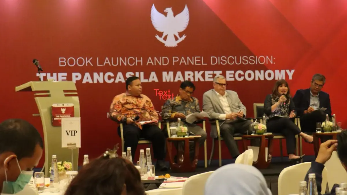 Konsep Ekonomi Pasar Pancasila menjadi sorotan dalam Diskusi Panel dan Peluncuran Buku The Pancasila Market Economy yang digelar Universitas Paramadina bersama Konrad-Adenauer-Stiftung (KAS) di Jakarta, Senin (11/5/2026),