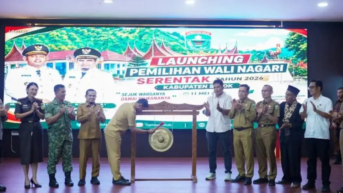 Pemerintah Kabupaten Solok resmi meluncurkan tahapan Pemilihan Wali Nagari (Pilwana) Serentak Tahun 2026 dalam sebuah acara yang digelar di Gedung C Sekretariat Daerah Kabupaten Solok, Senin (11/5/2026). (DOKUMENTASI PEMKAB SOLOK)