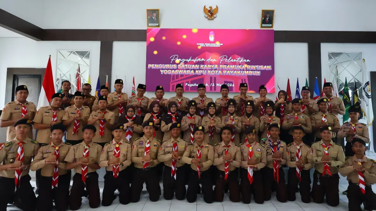 Saka Yogaswara KPU Payakumbuh resmi dikukuhkan untuk memperkuat pendidikan demokrasi dan pembinaan pemilih muda di Kota Payakumbuh.