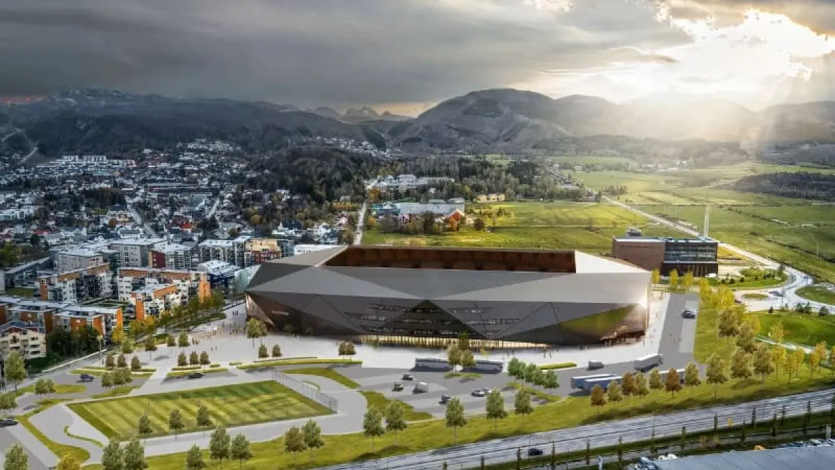 Desain Arctic Arena, stadion baru Bodø/Glimt yang dijadwalkan selesai pada 2027. (Foto: ny-arena.no)
