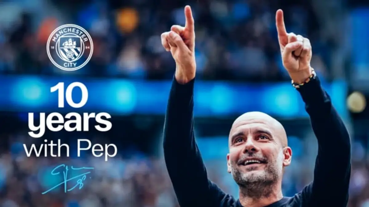 Pep Guardiola akan meninggalkan jabatannya sebagai Pelatih Manchester City pada akhir musim 2025/2026 setelah menjalani satu dekade dengan torehan 20 trofi.(Foto: mancity.com)