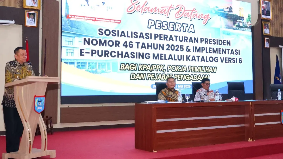 Sosialisasi implementasi Peraturan Presiden Nomor 46 Tahun 2025 yang diikuti 150 peserta dari seluruh perangkat daerah di Balai Kota Payakumbuh, Kamis (21/5/2026).