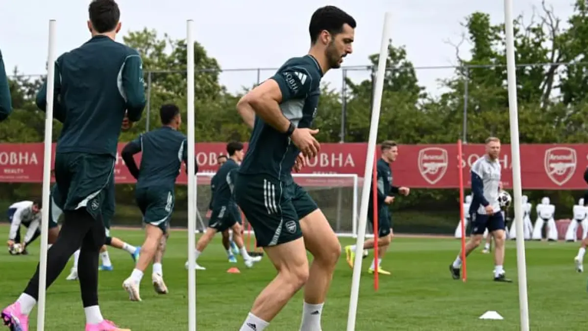 Gelandang Arsenal, Mikel Merino kembali latihan bersama tim jelang laga melawan Crystal Palace, setelah absen selama lima bulan.(Foto: UEFA.com)