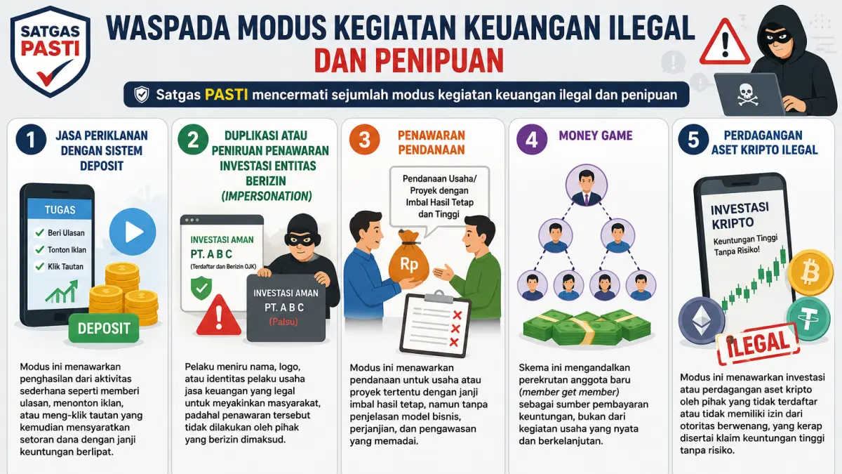 Satgas PASTI menghentikan 951 pinjol ilegal dan memblokir 460 ribu rekening penipuan hingga Maret 2026.