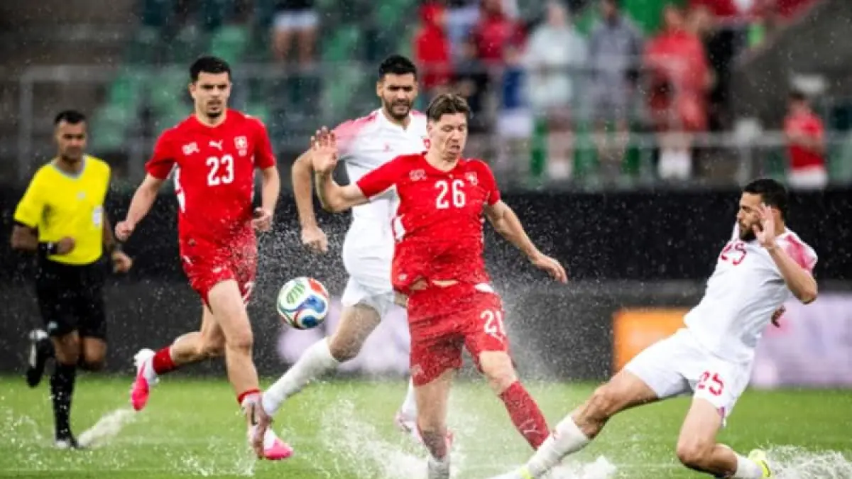 Pertandingan persahabatan persiapan Piala Dunia 2026 antara Swiss vs Yordania berakhir dengan skor telah 4-1 di St Gallen.(Foto: AFC)