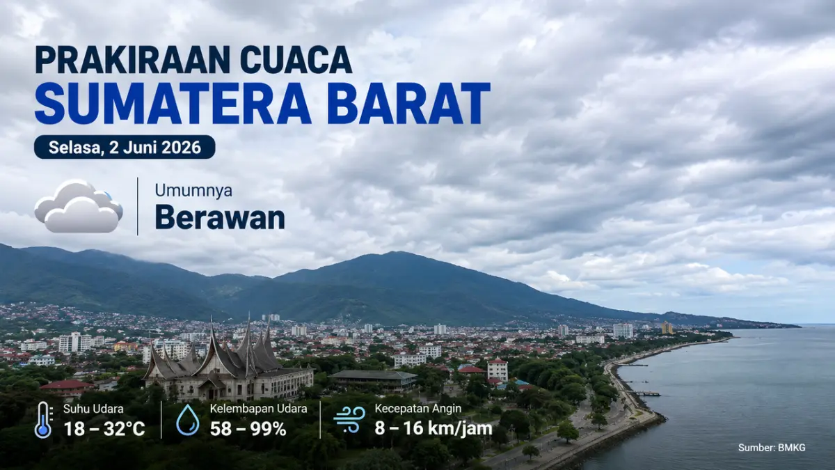 Kondisi cuaca berawan menyelimuti sebagian besar wilayah Sumatera Barat pada Selasa (2/6/2026). (Ilustrasi)