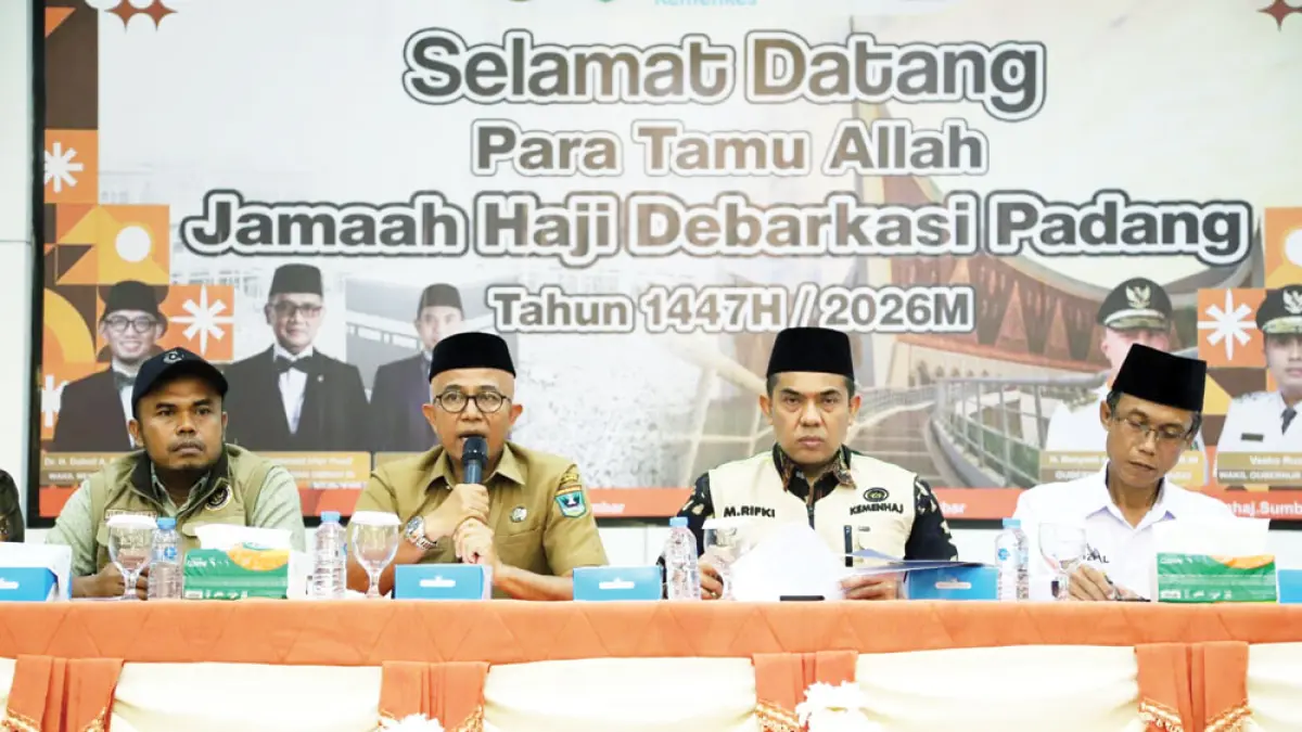 PPIH Debarkasi Padang menggelar Rapat Penyambutan Jamaah Haji Debarkasi Padang yang digelar di Asrama Haji Padang, Selasa (2/6). (DOK KEMENHAJ SUMBAR)