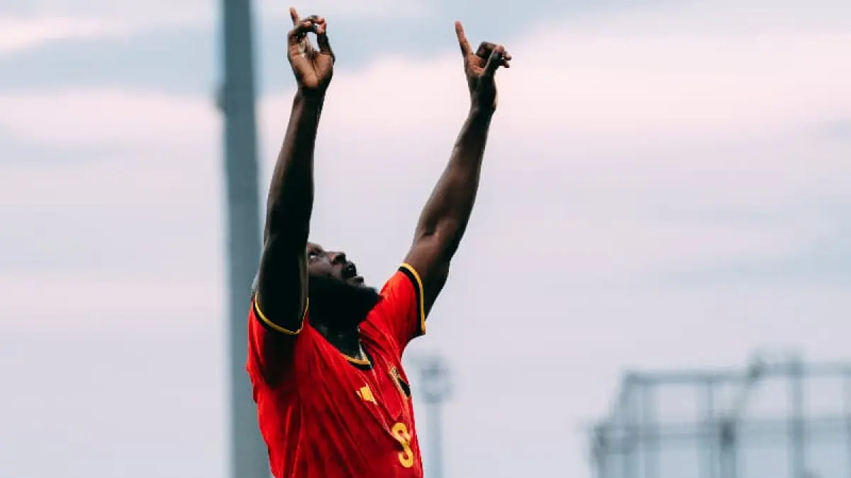 Romelu Lukaku melakukan selebrasi setelah mencetak gol dalam kemenangan Belgia atas Kroasia 2-0. (Foto: X @BelRedDevils)