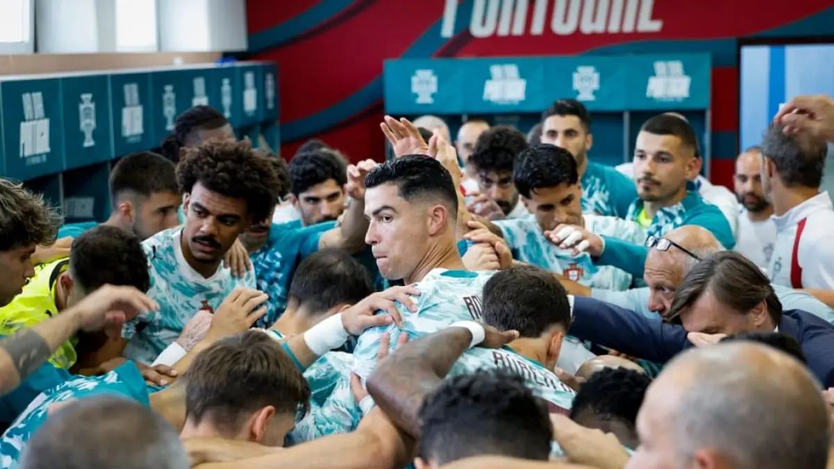 Cristiano Ronaldo bersama tim saat memperkuat Portugal dalam pertandingan persahabatan melawan Chile menjelang Piala Dunia 2026, Minggu (7/6/2026). (Foto: X @cristiano)