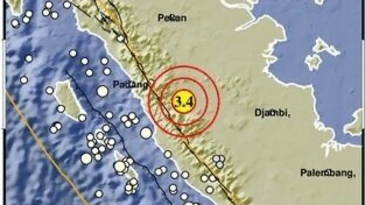 Data BMKG menunjukkan gempa magnitudo 3,4 mengguncang wilayah Solok Selatan, Sumatera Barat, Selasa (9/6/2026) pukul 11.37 WIB.